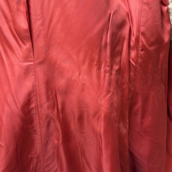 VTG 60s Orange Wool Coat Real Rabbit Fur Collar Double Breasted Union Made USA - Picture 8 of 9